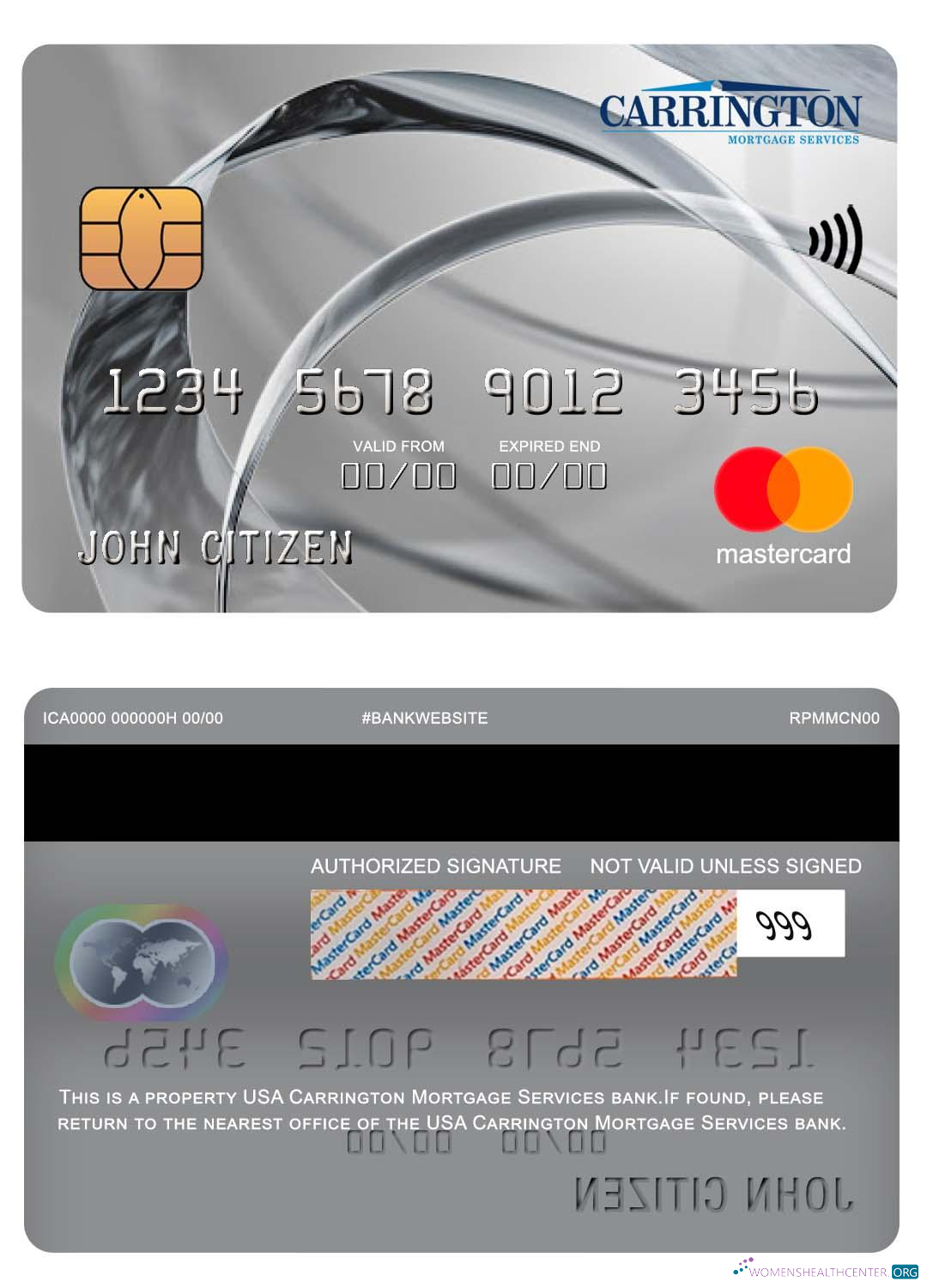 Download USA Carrington Mortgage Services bank mastercard Photoshop template